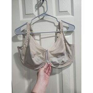 Lilyette Bra 40DDD beige Underwire Unlined 15763